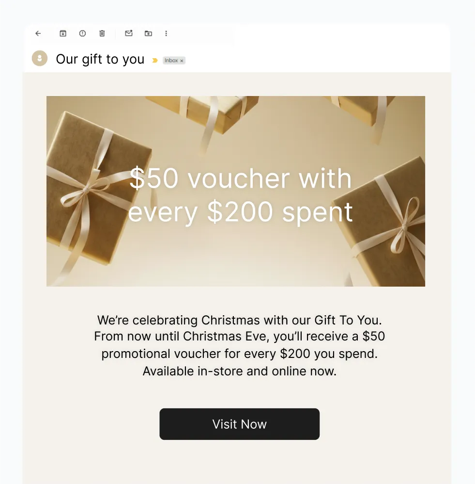 Gift card automation email