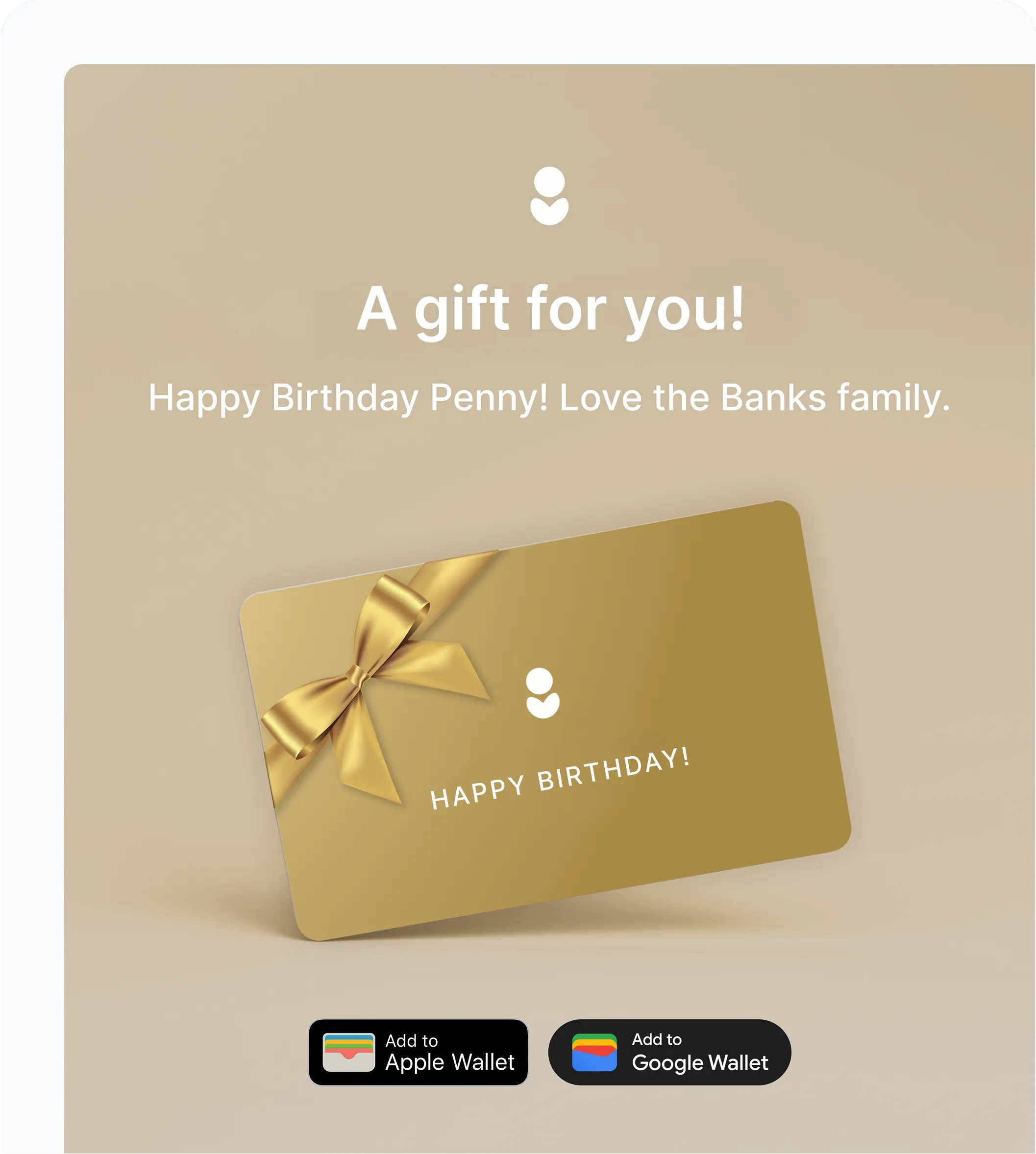 Gift card email personalisation