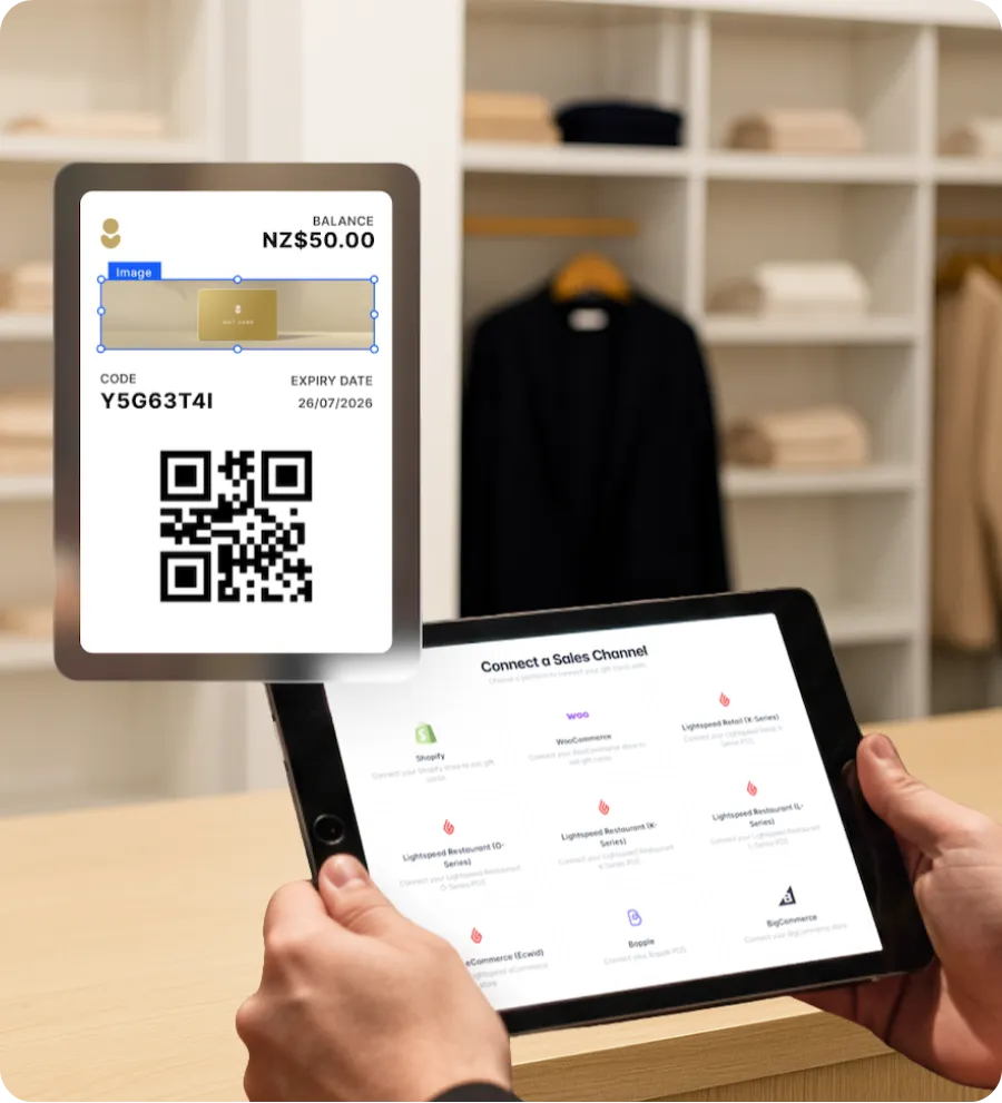 Lightspeed retail gift card set up on Wrapped