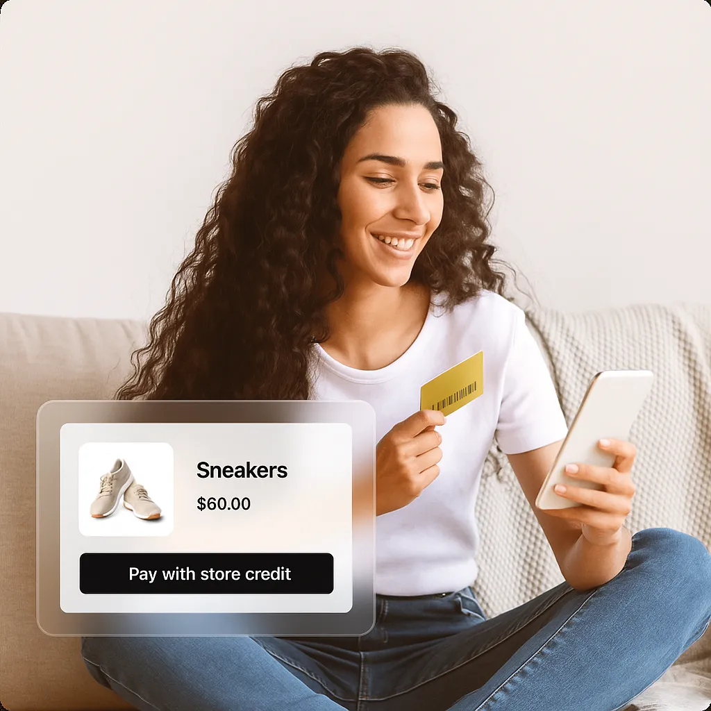 Wrapped store credit gift card payment instore and online